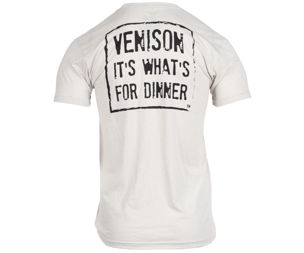 venison-its-what-s-for-dinner-tee-shirt-heather-sand-buck-bourbon